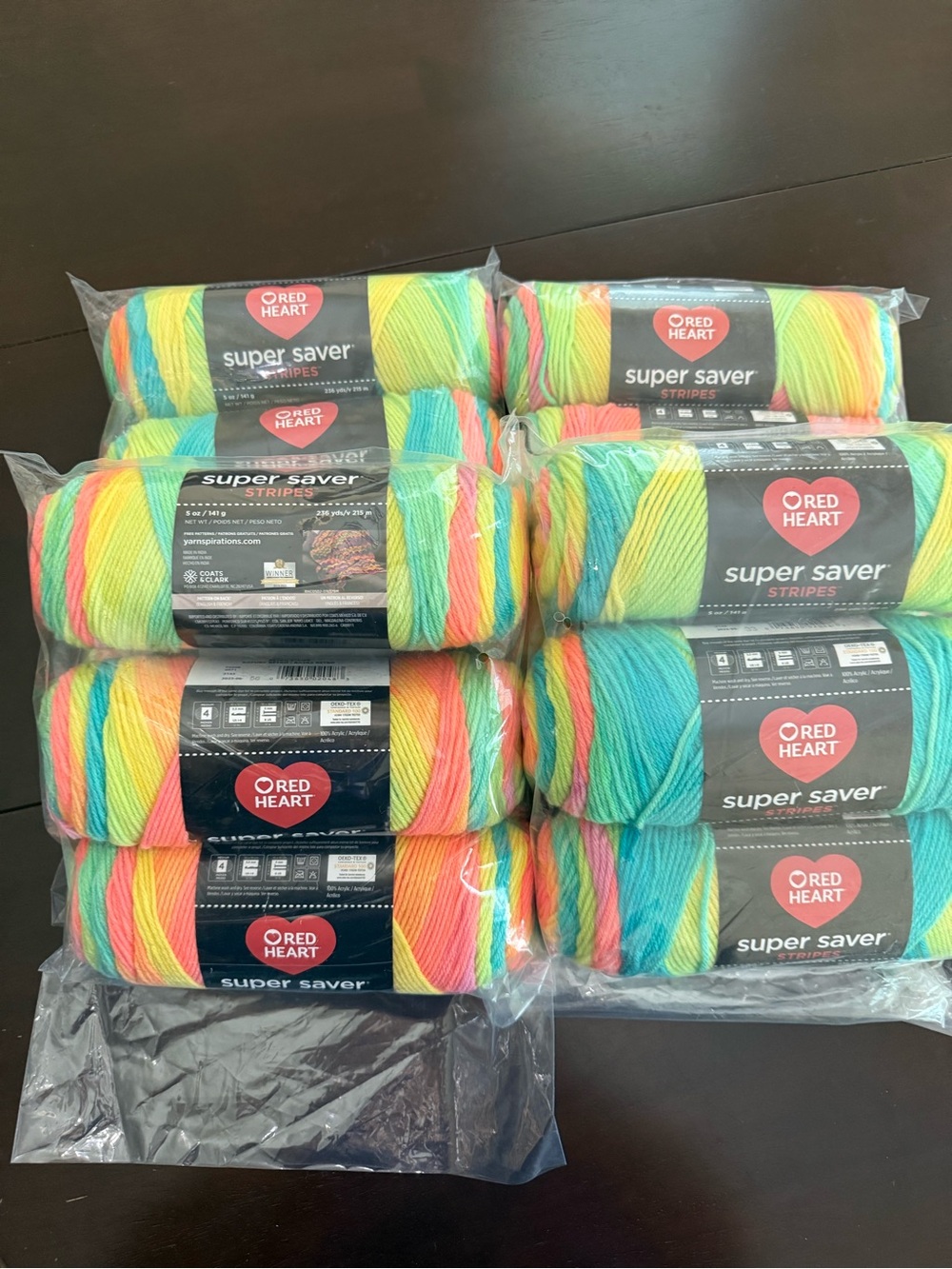 Red Heart Super Saver Stripes Yarn - Multi-Color (Retro Stripe)